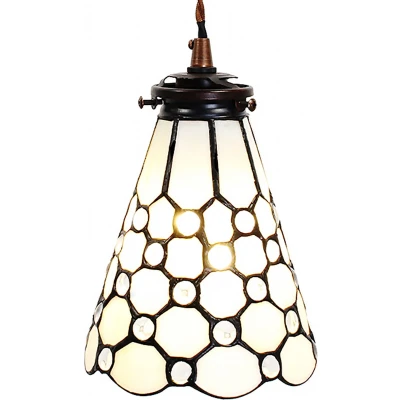 Afbeelding van Clayre &amp; Eef Witte Hanglamp Tiffany Ø 15*115 cm E14/max 1*40W 5LL 6198