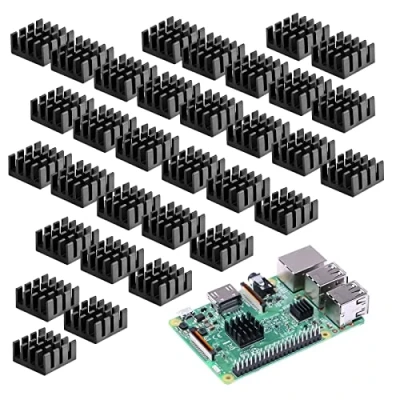 Afbeelding van GZkushi 40 stuks zwarte heatsink, aluminium koellichaam, thermo kleefpad, koeler voor koelen, kleine geïntegreerde schakelingen, 7 x 14 mm