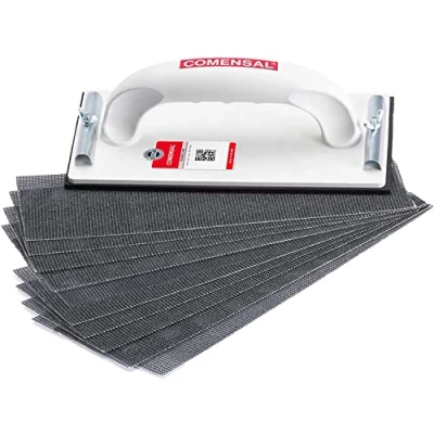 Afbeelding van COMENSAL® Handschuurmachineset 230 x 105 mm Rigipsset professionele handschuurmachine gipsgereedschap met metalen klemgreep en schuurroosterlijnen Made in EU