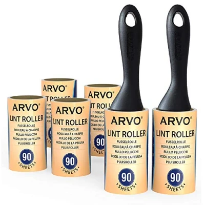 Afbeelding van ARVO Pluisroller voor dierenhaar en stof, pluisrollen kleding, meubels tapijt, kleverige roller bevat 90 vellen met 2 handgrepen 6 rollen