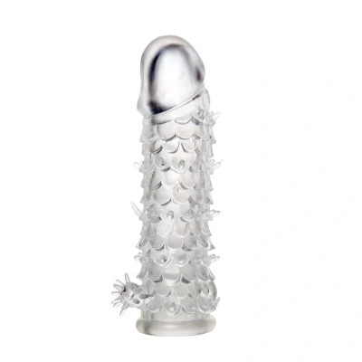 Afbeelding van Penis Sleeve met Stimulerende Schubben en Clitoris Kietelaar