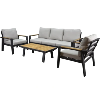 Afbeelding van Lola stoel bank loungeset 4 delig antraciet aluminium