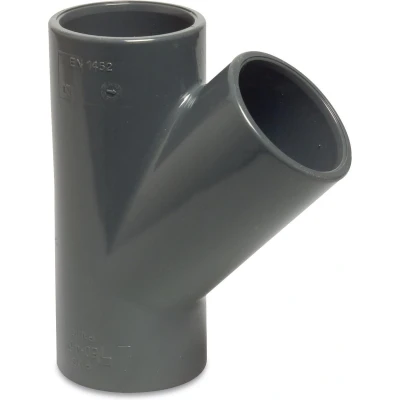 Afbeelding van Mega T stuk 45 PVC U 75 mm lijmmof 10bar grijs