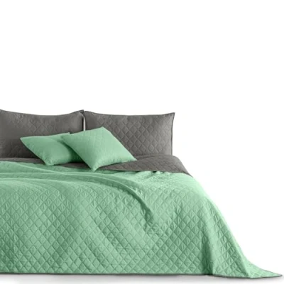 Afbeelding van DecoKing 32930 Sprei, 170 x 270 cm, mint, staal, zilver, antracietgrijs, bedsprei, tweezijdig, stiksel, onderhoudsvriendelijk, mint Steel Axel