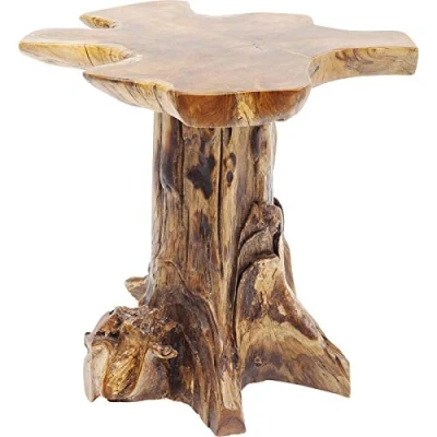 Afbeelding van Kare Design bijzettafel boom klein nature, bruin, teak massief hout, woonkamertafel, salontafel, 50 x 40 cm (H/B/D)