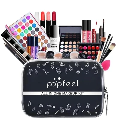 Afbeelding van FantasyDay 28 delige make upset, complete cosmeticapalet, set met oogschaduw, lippenstift, mascara, kwast, poedervulling, toilettas