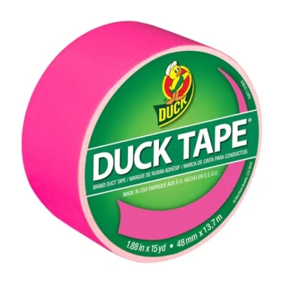 Afbeelding van Duck Tape effen kleuren Neon roze, repareren, knutselen, personaliseren, decoreren en opleiden 48mm x 13.7m
