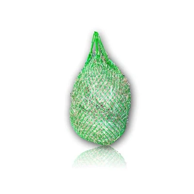 Afbeelding van Pferdelinis Hooinet voor paarden extra strak 3 x cm netto + gratis karabijnhaak, soortengeschikte voeding, verbetert de spijsvertering van dieren hooi gras voer stro net zak (groen)