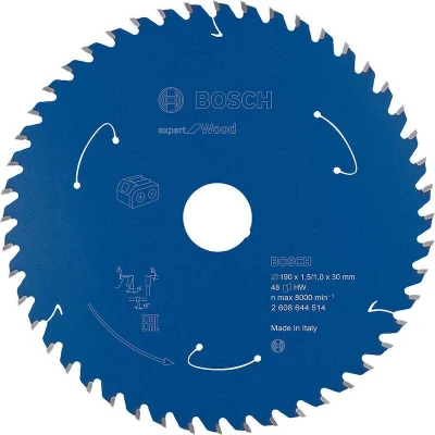 Afbeelding van Bosch Accessories Kreissägeblatt Ø 190x30x1,5mm 48 WZ HM Expert for Wood 2608644514 Cirkelzaagblad 190 x 30 mm Aantal t