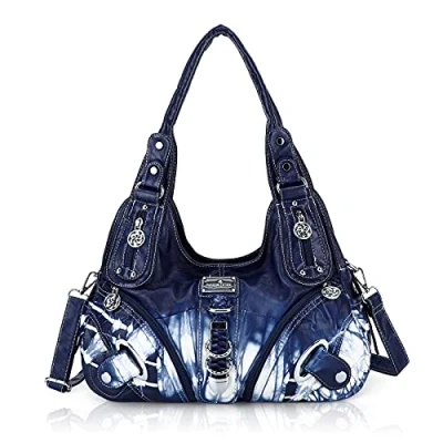 Afbeelding van Angel kiss Hobo schoudertas voor dames, van zacht kunstleer met ritssluiting, grote vakken, ideaal Blauw, Taille unique