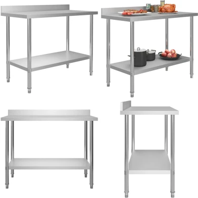 Afbeelding van vidaXL Keukenwerktafel met spatscherm 120x60x93 cm roestvrij staal