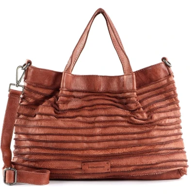 Afbeelding van FREDsBRUDER Leren Schoudertas Riffel Shiver Shopper Light Rust Terracotta