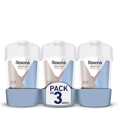 Afbeelding van Rexona Maximum Protection Deodorant voor dames, anti transpirant Clean Scent, 45 ml (3 stuks)
