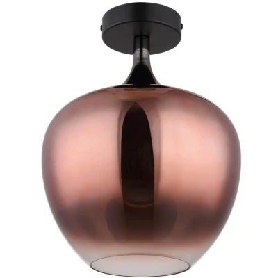 Afbeelding van Globo Zwarte plafondlamp Maxy met rood glas Ø 24cm 15548DG