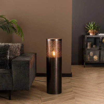 Afbeelding van Fraaai Odetta vloerlamp cilinder zwart nikkel ø25 x 90 cm Metaal
