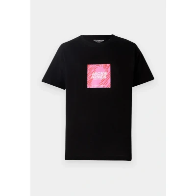 Afbeelding van Jack &amp; Jones Jcorecharge Front Print CREW NECK Tshirt print, Heren, Maat: Large, Black