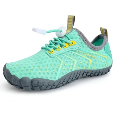 Afbeelding van Blotevoetenschoenen, waterschoenen voor kinderen, jongens, meisjes, aqua, zwemmen, natte rif, schoenen strand, zwembad, sport, antislip, sneldrogend, turquoise grijs, 31 EU