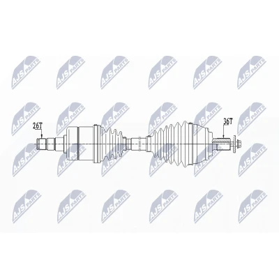 Afbeelding van NTY NPW VV 131 Aandrijfas Vooras links 559mm TF 71SC Automatische versnellingsbak VOLVO: V40 Hatchback (525, 526) T3 1.5, 2.0 T4, 1.6 T2