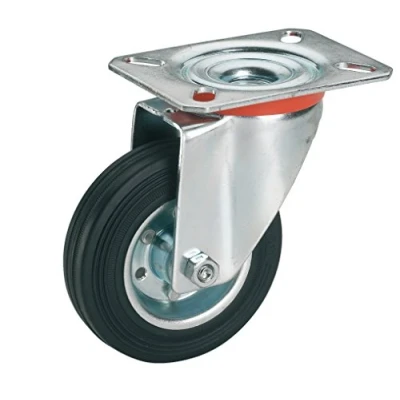 Afbeelding van Dörner + Helmer 711222 massief rubberen zwenkwiel met rollager 200 x 50 mm/plaat 140 110 mm, medium