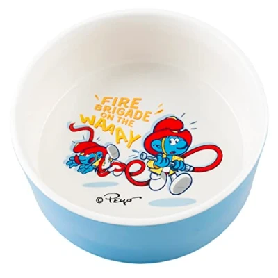 Afbeelding van Smurfs Duvoplus Drinkbak Hond Brandweer Smurfen Eetkom 1500ml 19x19x7,5cm Wit/blauw 1st