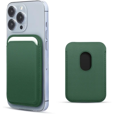 Afbeelding van Mag safe Portemonnee Leder Compatibel met iPhone 12/13/14 Mini/Plus/Pro/Max, RFID kaarthouder Magneetmagneet(Sequoia Groen)