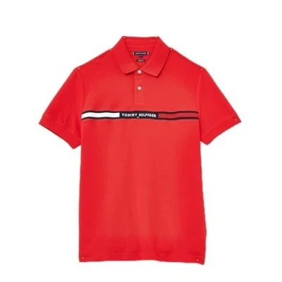 Afbeelding van Tommy Hilfiger Heren Borst Insert REG Polo MW0MW38130, S/S Polo, Rood, S, Rood (primair rood), S