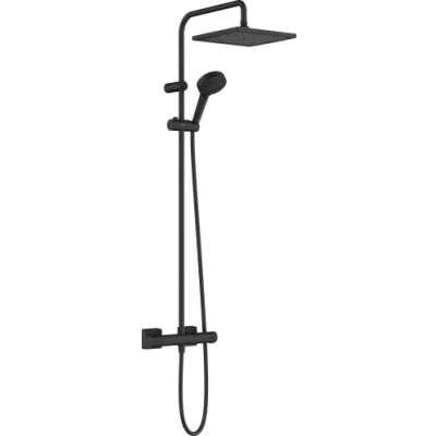 Afbeelding van hansgrohe vernis crometta shape 240 1jet showerpipe met thermostaat ec mat zwart 26429670