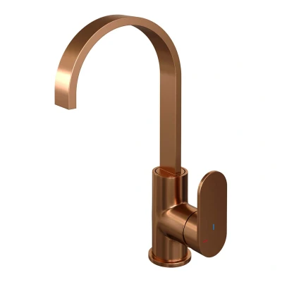 Afbeelding van Brauer Copper Edition Wastafelmengkraan opbouw hoog draaibaar platte uitloop model C PVD geborsteld koper