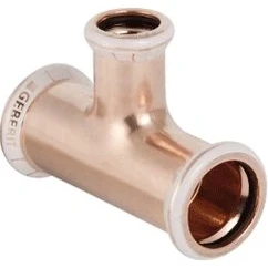 Afbeelding van Geberit mapress verloop t stuk 90 graden koper met ciir afdichtring 35mm x 28mm persmof 61215