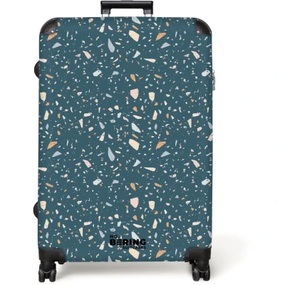 Afbeelding van NoBoringSuitcases.com® Koffer groot Reiskoffer lichtgewicht Terrazzo patroon groen met pastel Rolkoffer 4 wielen Grote trolley XL 98 liter bagage