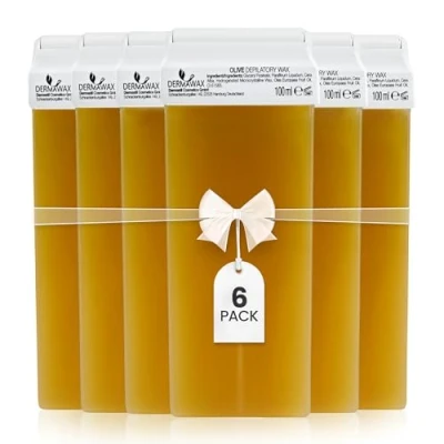 Afbeelding van Dermawax 6 x roll on wax, olijvenwas, warme was, à 100 ml, waspatronen, warmwaspatronen, ontharingswas, ontharing, waxing, lichaamsverzorging, navulset