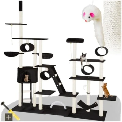 Afbeelding van tectake® Krabpaal Snooky 261cm zwart 403918 kattenkrabpaal kattenpaal