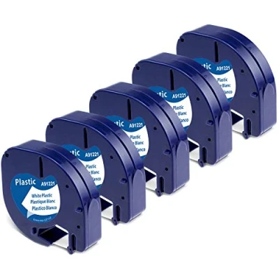 Afbeelding van Compatibel met Dymo Letragtag plastic etiketten tape 12mm LT Kunststoff weiß x 5