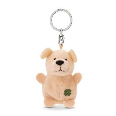 Afbeelding van sleutelhanger hond met klavertje 5cm beige Een trouwe metgezel voor rugzak of tas, jong en oud 62073