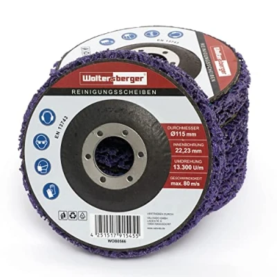 Afbeelding van Woltersberger® 5 stuks grove reinigingsschijven Diameter 115 mm CSD Cleaning Fleece CBS Nylon Paars, Paars voor haakse slijper