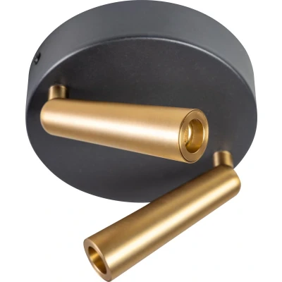 Afbeelding van ETH Barry Spot led 2x3w 2700k rond zwart+mat messing dimbaar W320xH160mm 2x66Lm