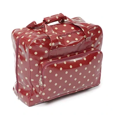 Afbeelding van Hobby Gift Exclusieve naaimachinetas, met PVC gevoerde draagtas, extra opbergruimte voor accessoires, 20 x 43 37 cm, rode stippen