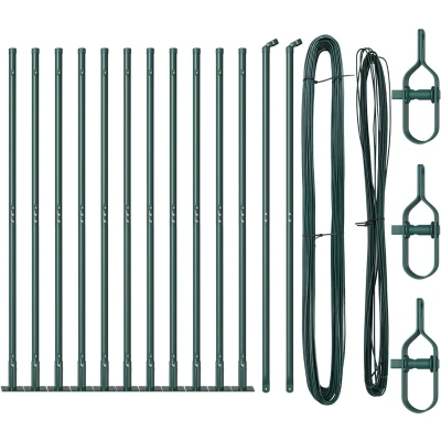 Afbeelding van vidaXL Hekpalen Set van 26 Groen Metaal 3,2 x 83,5 cm