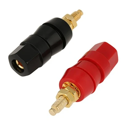 Afbeelding van 4 stuks Banana Socket Test Probe Audio Speaker Terminal Binding Post Plug Jack Adapter Connector 4mm Panel Mount Zwart En Rood