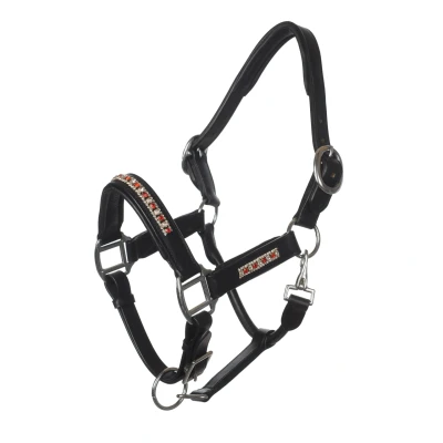 Afbeelding van MHS Leren Halster &quot;Diamante&quot; Mini Jaarling Zwart Zilver