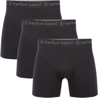 Afbeelding van Bamboo Basics Heren Bamboe Boxershorts Rico (3 pack) Zwart Ondergoed Boxershort Lange pijp Maat S