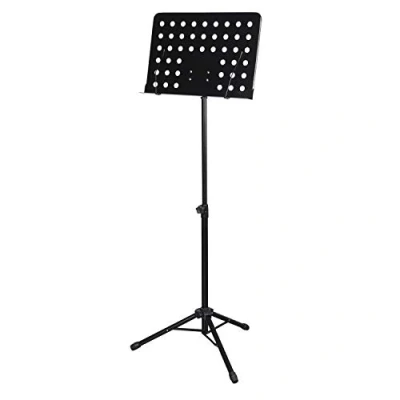 Afbeelding van CASCHA Orkeststandaard van metaal, stabiele muziekstandaard met instelbare hellingshoek en afneembare muziekklemmen, praktisch inklapbaar eenvoudig in hoogte verstelbaar, zwart
