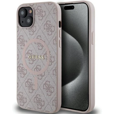 Afbeelding van Guess 4G Back Case (MagSafe Compatible) Geschikt voor Apple iPhone 15 Plus (6.7&quot;) Roze