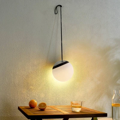 Afbeelding van Lindby Hanglampen buiten RGB met dimmer 1licht Kunststof H: 18.5 cm wit, zwart Inclusief lichtbron