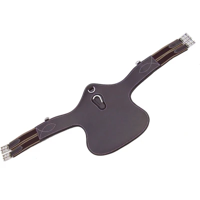 Afbeelding van Horka Singel met Buikbeschermer Leer Bruin/zilver 140cm