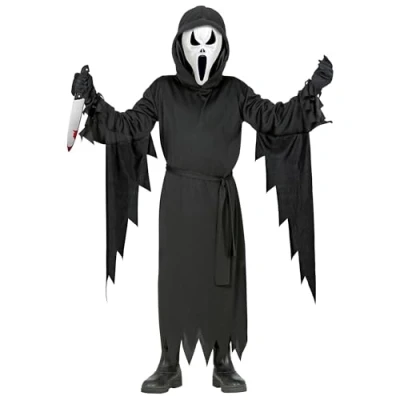 Afbeelding van Widmann Scream Kostuum Angstaanjagend Gillend Spook Kind Zwart Maat 164 Carnavalskleding Verkleedkleding