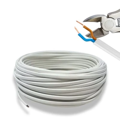 Afbeelding van HALOTEC 25 meter Elektrische Kabel 2 aders 2x0.75 H03VVH2 F Dubbele PVC Isolatie Installatiekabel Stroomkabel Wit Plat aderige