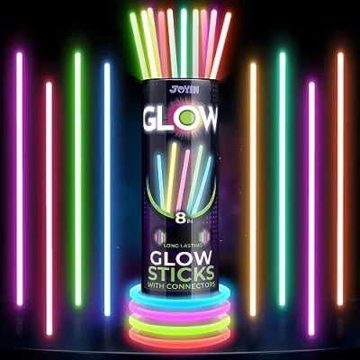 Afbeelding van JOYIN Knikstaafjes, partyset voor kinderen, 100 stuks lichtstaafjes, connectoren, 7 kleuren, neon kniklichten, kettingsets Halloween decoratie, feestdecoratie festivals, bruiloften,