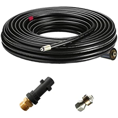 Afbeelding van Reinigingsslang voor Kärcher Workzone Aldi Craft HD HDS en anderen aansluiting 1/8&quot; AG: M22 x 1,5 IG &amp; bajonetadapter (kunststof) roterende reinigingssproeier buizen (20 meter)