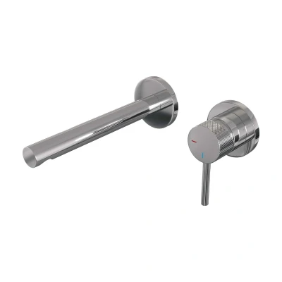 Afbeelding van Brauer Chrome carving Wastafelmengkraan inbouw rechte uitloop links hendel lang smal model A 1 chroom
